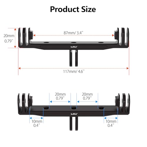HSU Aluminum Dual Twin Mount Adapter (Extension) for GoPro - color: Extension