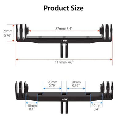 HSU Aluminum Dual Twin Mount Adapter (Extension) for GoPro - color: Extension