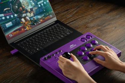 8Bitdo Retro Arcade Fight Stick 8 Way Joystick with 2 Dedicated Macro Buttons and Turbo Function for Switch/Switch 2 and PC Windows, Wireless Bluetooth, 2.4G Adapter & Wired USB-C - Purple - color: Purple Edition