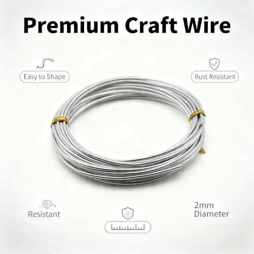 Aluminum Wire, Wire Armature, Bendable Metal Craft Wire for Making Dolls Skeleton DIY Crafts (12Gauge(2mm), Silver)