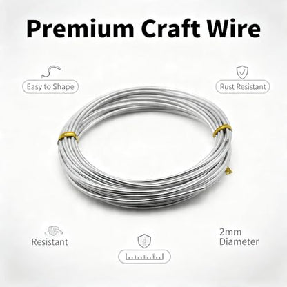 Aluminum Wire, Wire Armature, Bendable Metal Craft Wire for Making Dolls Skeleton DIY Crafts (12Gauge(2mm), Silver)