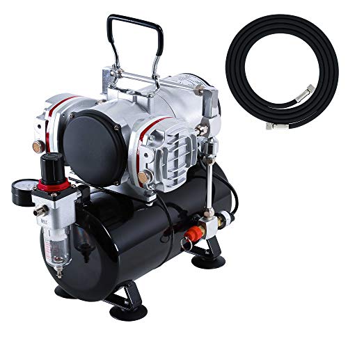 Master Airbrush TC-828 Airbrush Compressor with Tank- 1/4 HP Twin Cylinder - style: Dual Piston with Tank