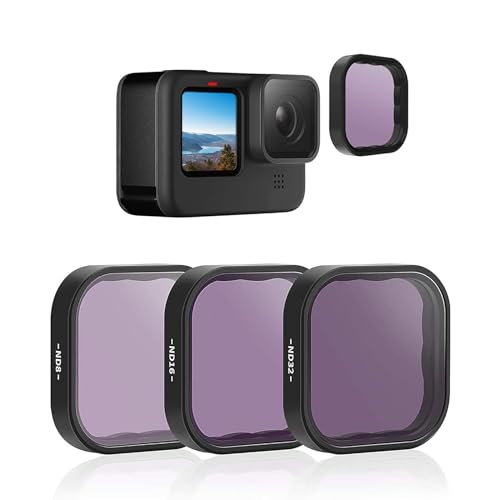 TELESIN ND Filter Kit for GoPro Hero 12/11/10/9, ND8 ND16 ND32 - size: For Gopro Hero 12-9