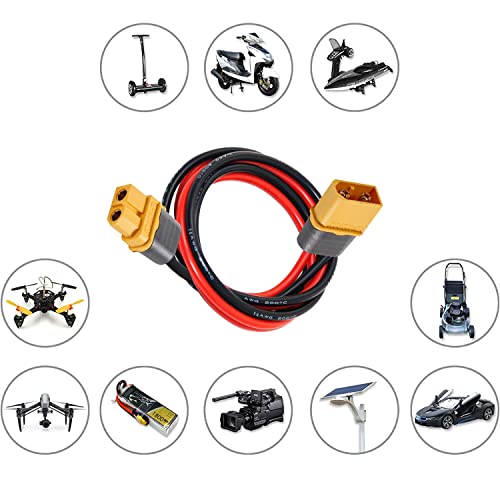 XT60 Male to Female Adapter,14AWG Silicone Extension Cable - size: XT60-XT60 1M(3.28ft)
