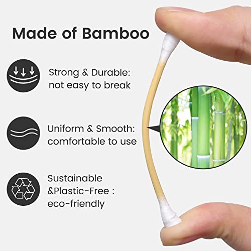 Bcowos 3" Bamboo Cotton Swabs With Storage Case, Double Tips, 800 Count - size: 800