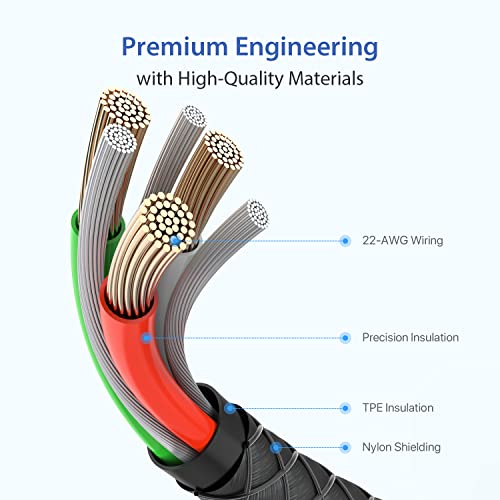 SOOPII 100W USB C Cable with LED Display,Nylon Braided,Black [4FT,2Pack] - color: Black, size: 4 Feet (2-Pack) 100W