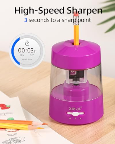 ZMOL Electric Pencil Sharpener Battery Powered, 6-12mm Jumbo Pencils, Pink - color: Pink