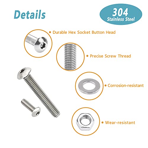 Kadrick 304 Stainless Steel Screws,660 Pcs M2 Screw Assortment,Button Head Socket Cap Screws Kit,M2x4mm,6mm,8mm,10mm,12mm,16mm Metric Bolts Nuts Washers Kit with 1 Hex Allen Wrench - size: SS M2 660Pcs 4-16mm