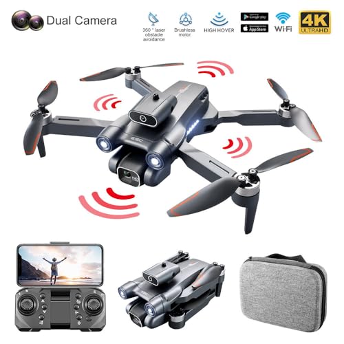 Sonilco S1S Mini Drone with Dual Lens Camera, Brushless Motor, 4-Sided Obstacle Avoidance, LED Light Bar, Altitude Hold, One-Key Return, Wi-Fi FPV, 18min Flight Time, 2 Batteries – Foldable Design (Ages 14+)