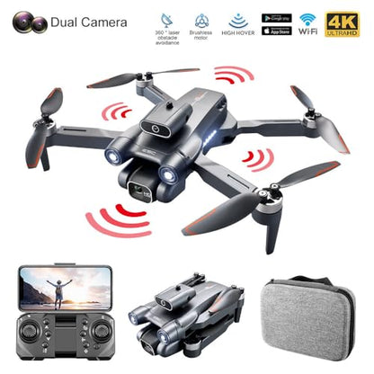 Sonilco S1S Mini Drone with Dual Lens Camera, Brushless Motor, 4-Sided Obstacle Avoidance, LED Light Bar, Altitude Hold, One-Key Return, Wi-Fi FPV, 18min Flight Time, 2 Batteries – Foldable Design (Ages 14+)