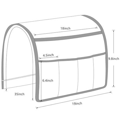 Remote Control Holder for Armchair Caddy, Remote Holder with 5 Pockets - color: LightGray, size: 35"x18"