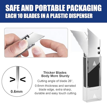 Vickay Utility Knife Blades, SK5 Box Cutter & Razor Blades-Serrated Edge - color: Silver-serrated, size: 30 Pack