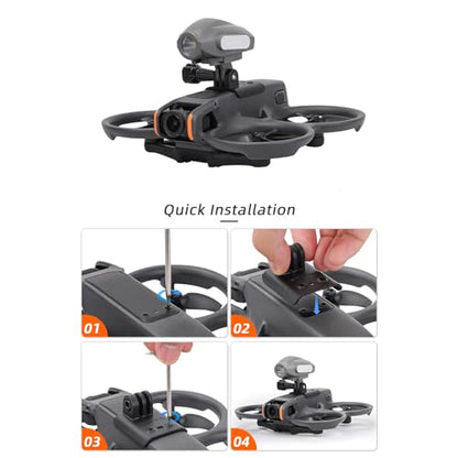 Searchlights Strobe Light with Drone Mount for DJI Avata 2 Spotlight Floodlight Bracket Support to Mount Night Flight Light to Drone with Action Camera Adapter for Insta360 GO 3S / GO3 - color: Searchlight+ Mounting bracket