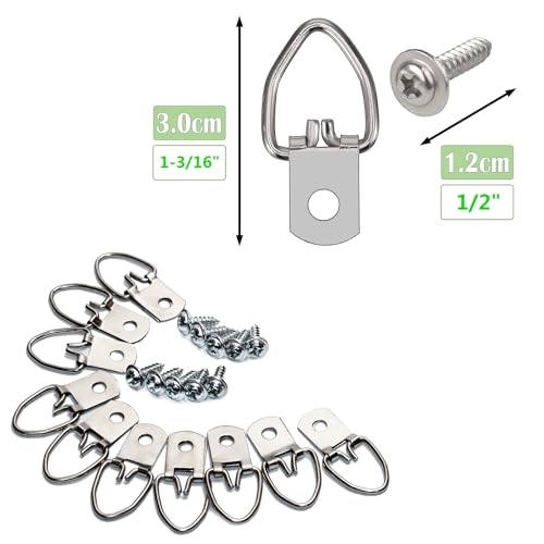 20Pcs 4-in-1 Bear Claw Wall Picture Screws with 10pcs D Rings Hangers Screw - color: Blue Zinc, size: 20 Pack + D-ring