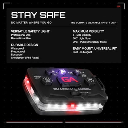 Guardian Angel Elite Safety Light, IR-Hybrid - White Front & Red Rear - color: White/Red/Infrared, size: 1-Pack