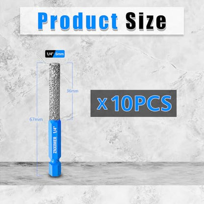Tile Drill Bits, 10pcs 1/4" Diamond Drill Bits for Ceramic Glass Porcelain Marble Granite, with Versatile Drilling and Milling - size: 10PCS - (1/4")