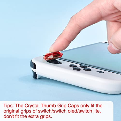 DLseego Diamond 3D Thumb Grips Caps Design for Switch & Switch Lite & Switch OLED Joy Con Crystal Clear Console Joystick Cover 4PCS - Clear and Red - color: Clear and Red, size: Switch/OLED/Lite