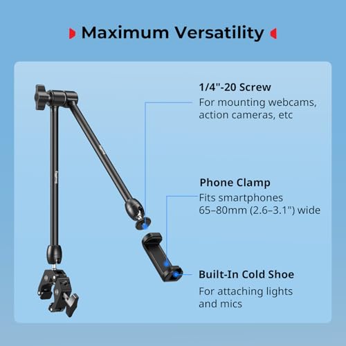 SMALLRIG Desktop Magic Arm Support with Super Clamp Kit, Phone Mount Clamp - style: Gear & Ball Joints