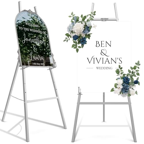 Easel Stand for Sign, Metal Display Easel with Adjustable Chain,Silver - color: Sliver