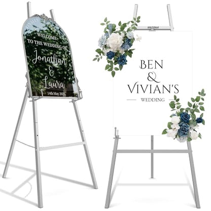 Easel Stand for Sign, Metal Display Easel with Adjustable Chain,Silver - color: Sliver