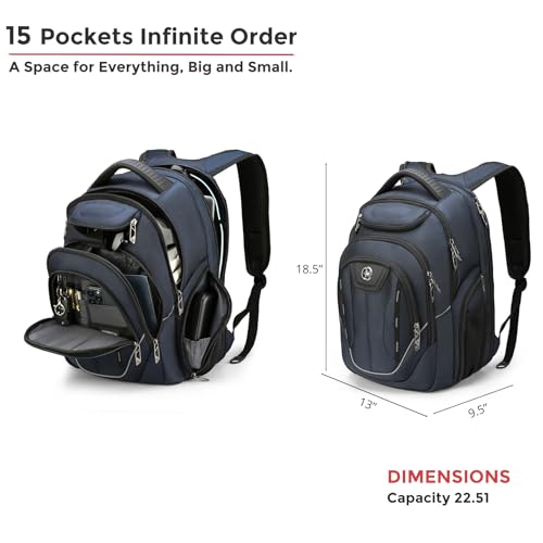 Businessl Laptop Backpack for Men With USB Charging Port J16BT-12 - color: Blue