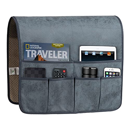 HAOMAIJIA Sofa Armrest Organizer, Remote Control Holder for Recliner Couch - color: grey blue, size: 35 Inches × 19.3 Inches