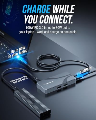 SABRENT OMNIPORT 7C USB-C Hub, 6-Port, 100W PD (HB-UC7C) - size: 6-Port Data Hub