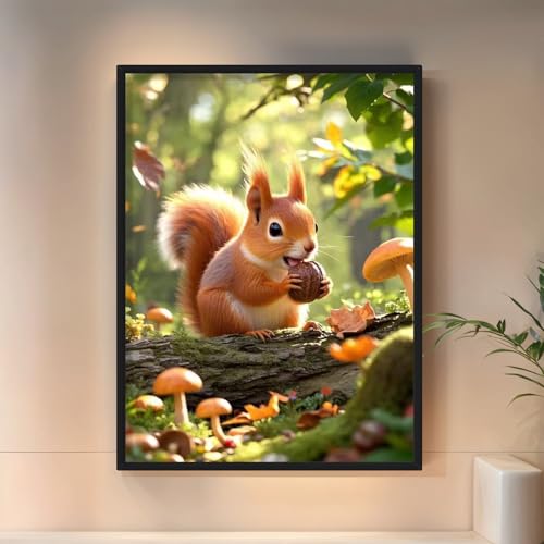 PINFFSHU Cute Autumn Squirrel Dimond Art Paintings for Adults - color: squirrel