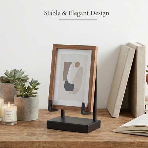 Metal Display Stand for Tabletop, Modern Black Frame Holder Stand for Photos, Plates, Books & Artwork, Small Picture Easel, Picture Frame Holder Stand for Home, Office & Tabletop Decor (Black)