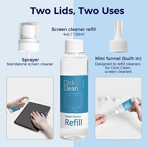 CLICK CLEAN Screen Cleaner Kit, 4 Cleaning Sprays with 4 oz Refill - size: 4 L116T Screen Cleaner Refill Kits