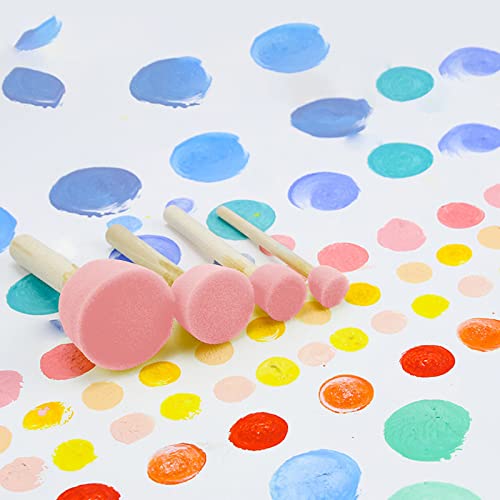 WAFJAMF 40 Pcs Round Sponges Brush Set 4 Sizes DIY Painting Tools Pink - color: Pink