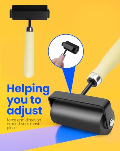 UCEC 3in Wooden Brayer Roller for Printmaking, Durable for Gluing & Crafts - color: 3 Inch-Wooden Handle