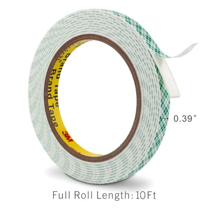 3M Double Sided Foam Tape 0.39" x 10Ft Peel and Stick Mounting Tape, White - size: 0.39" x 10Ft