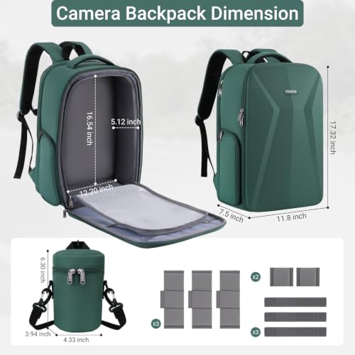 MOSISO Camera Backpack,Photography Camera Bag with Lens Pouch,Emerald Green - color: Emerald Green