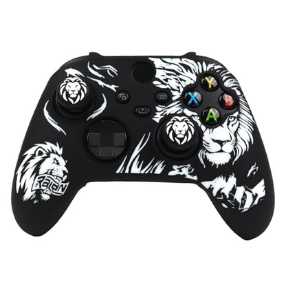 Lion Skin Compatible with Xbox Series X Wireless Controller, RALAN Protector Case， Customised Thumb Grips Cap - color: Lion Black White