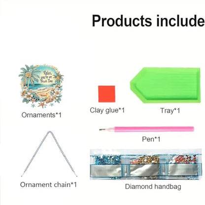 AIBOERL Beach Diamond Art Kits for Adults, Acrylic Hanging Suncatcher - color: DP03252