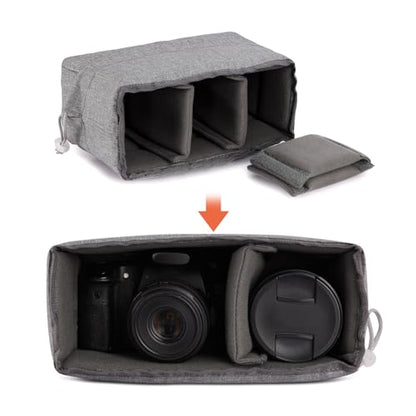 Koolertron Waterproof DSLR Camera Bag with Removable Insert, Adjustable Compartments, Fits in Camera Bags - Protective Case for DSLR/SLR Cameras & Accessories - color: Gray
