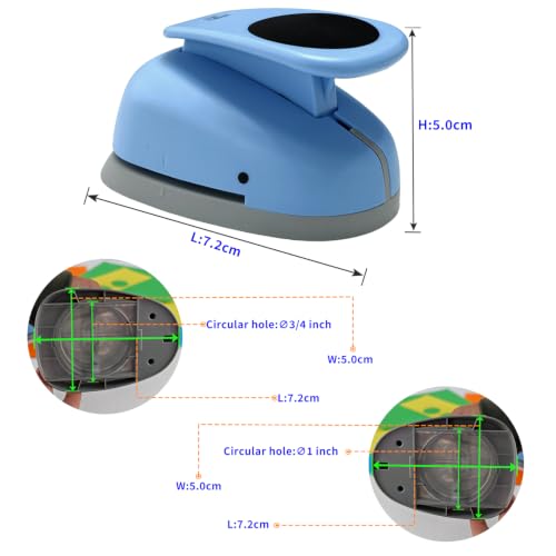 2‑Pcs Circle Hole Paper Punch Set, Puncher Cutting Diameter 3/4‑inch,1‑inch - size: 2 SMALL SIZE