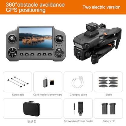 GPS Drone with 8K UHD Camera for Adults, FPV Drone with Big Screen on Controller, 360° Laser Obstacle Avoidance, GPS Auto Return, Circle Fly Headless Mode, Under 249g Lightweight RC Quadcopter V918 MAX Professional Foldable Drone Gift for Beginners Adults