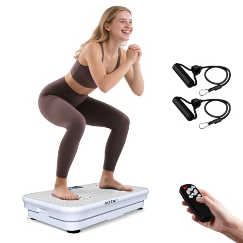 ROTAI Vibration Plate Exercise Machine for Lymphatic Drainage Massager & Weight Loss, 400 lbs Capacity Whole Body Vibrating Shake Plate Workout for Women and Men - color: Light Grey