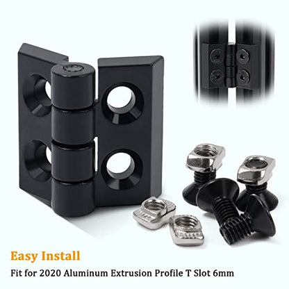 KOOTANS 4 Sets Alloy Hinges for 2020 Series 6mm T-Slot Aluminum Extrusion Profile 3D Printer Frame