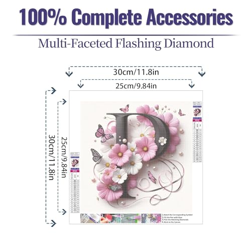 JATOK Diamond Painting Kit for Adults, Letter P, 11.8 x 11.8 in - color: Purple