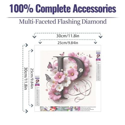 JATOK Diamond Painting Kit for Adults, Letter P, 11.8 x 11.8 in - color: Purple