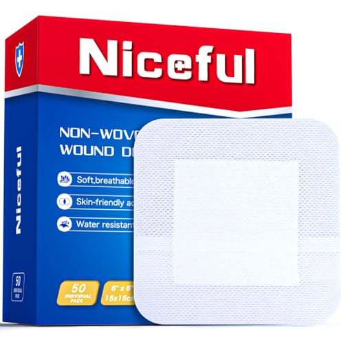 Niceful Island Dressing 6"x6" Bandages, 50Pcs Individually Wrapped - size: 6"x6"(50 Dressing)