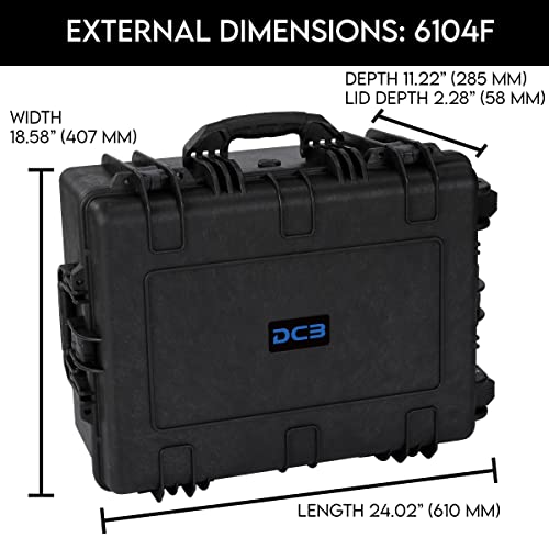 DCB Cases - Element 6104F | 24 x 19 x 11 Ext Dim | IP67 Waterproof | Pluck Foam Insert | Telescoping Handle | Rubberized Grips | Resin-Reinforced Injection Molded Plastic | 4 Latch Lid Close | Wheels