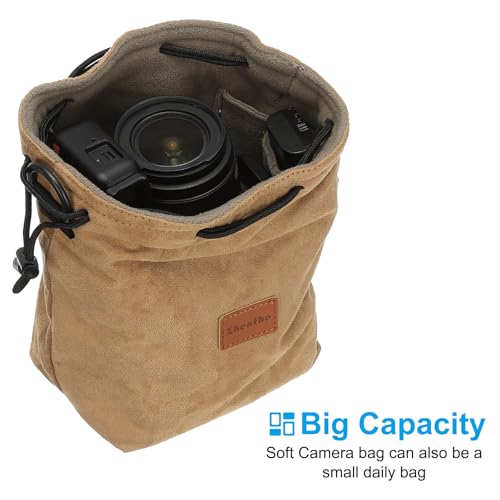 Patikil XL Drawstring Lens Case Flannel Camera Handbag with Adjustable Shoulder Strap, Grey - color: Gray, size: XL
