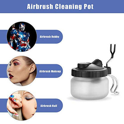 AGPTEK Airbrush Cleaning Kit - Glass Cleaning Pot, Filters, Scraper Needle, Tube Brushes