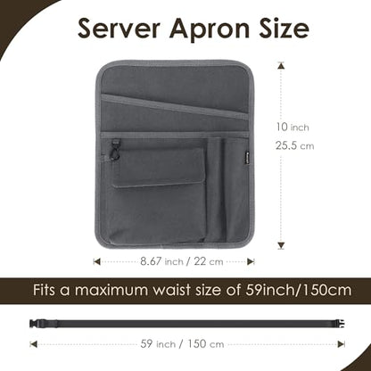 Likesing Server Apron, Serving Apron with Pockets for Waitress, Waiter Waist Tool Pouch Bag with 59'' Adjustable Belt - color: Grey-standard