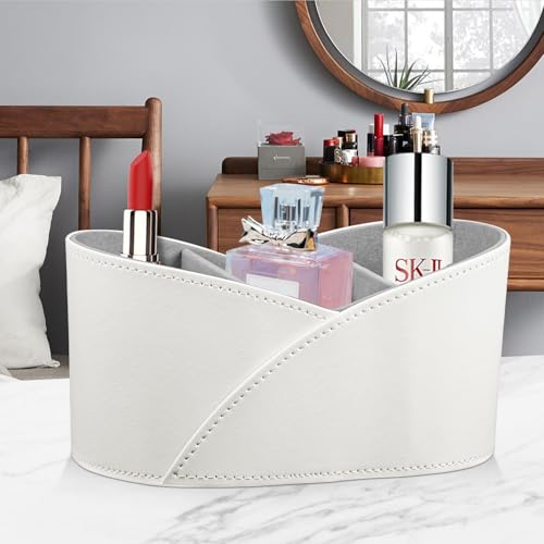 PU Leather TV Remote Control Holder,Pen Holder,Nightstand Organizer Caddy - color: White