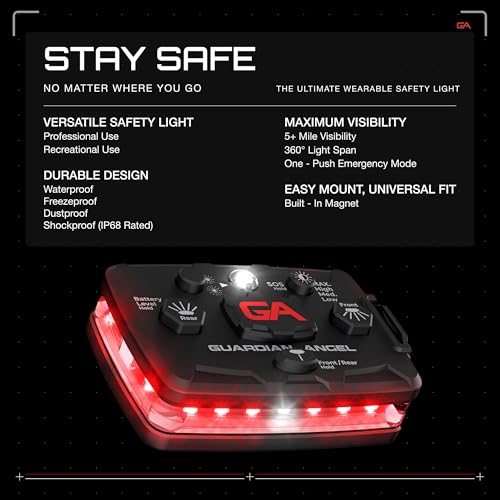 Guardian Angel Elite Safety Light - Red Front & Red Rear - color: Red/Red, size: 1-Pack